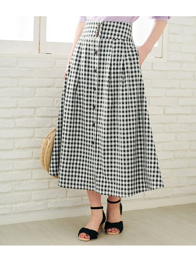 【SALE／50%OFF】【WEB限定】ギンガムフロントボタンスカート ROPE' PICNIC ロペピクニック スカート その他のスカート ブラック【RBA_E】[Rakuten Fashion]のサムネイル