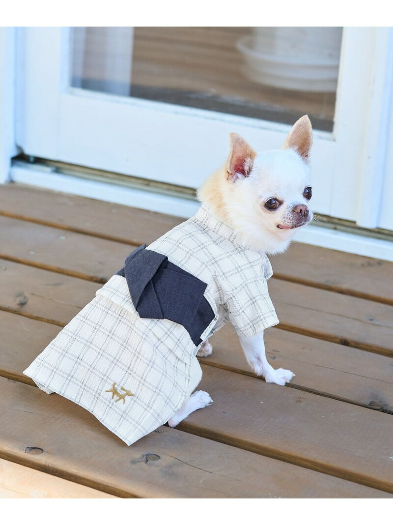 【DOG】チェック柄浴衣 ROPE' PICNIC PASSAGE ロペピクニック ペット用品 ペットウェア・ペット服 ホワイト パープル【送料無料】[Rakuten Fashion]