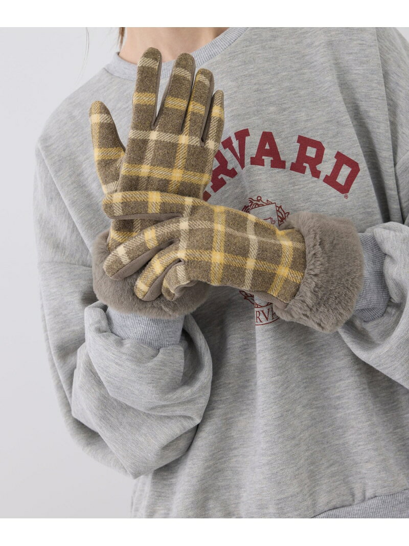 【SALE／40%OFF】チェック*フェイクファーグローブ ROPE' PICNIC PASSAGE ロペピクニック ファッション雑貨 手袋 ホワイト ブラック ベージュ【RBA_E】[Rakuten Fashion] ropepicnic-10023759 ROPE PICNIC/ロペピクニック サンプル画像3