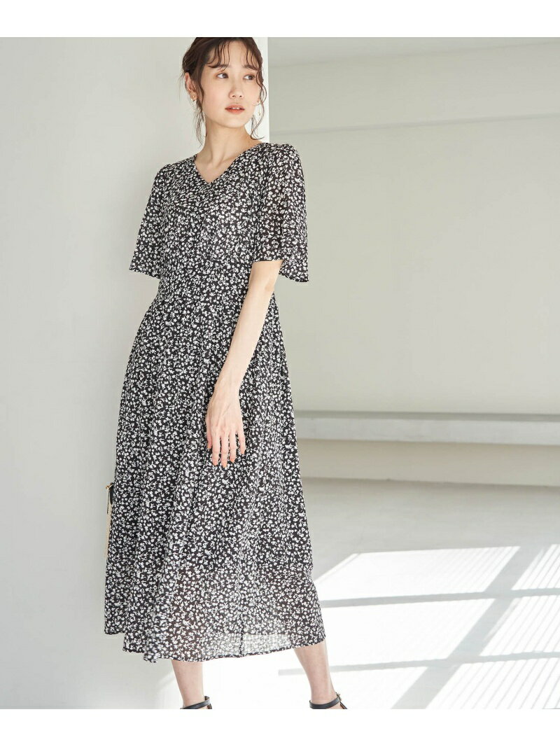 【SALE／30%OFF】甘め小花柄5分袖ワンピース ROPE' PICNIC ロペピクニック ワンピース・ドレス ワンピース ブラック グレー パープル【RBA_E】【送料無料】[Rakuten Fashion]のサムネイル