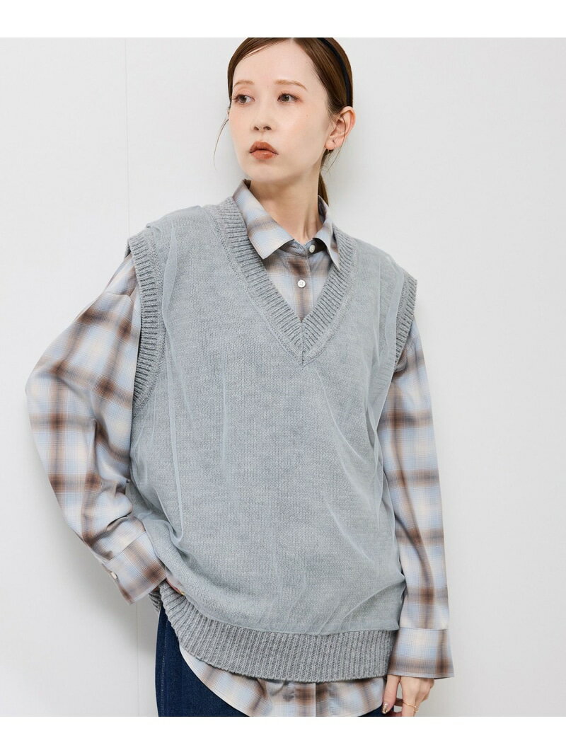 【SALE／25%OFF】チュールドッキングベスト ROPE' PICNIC ロペピクニック トップス ベスト・ジレ ブラ..