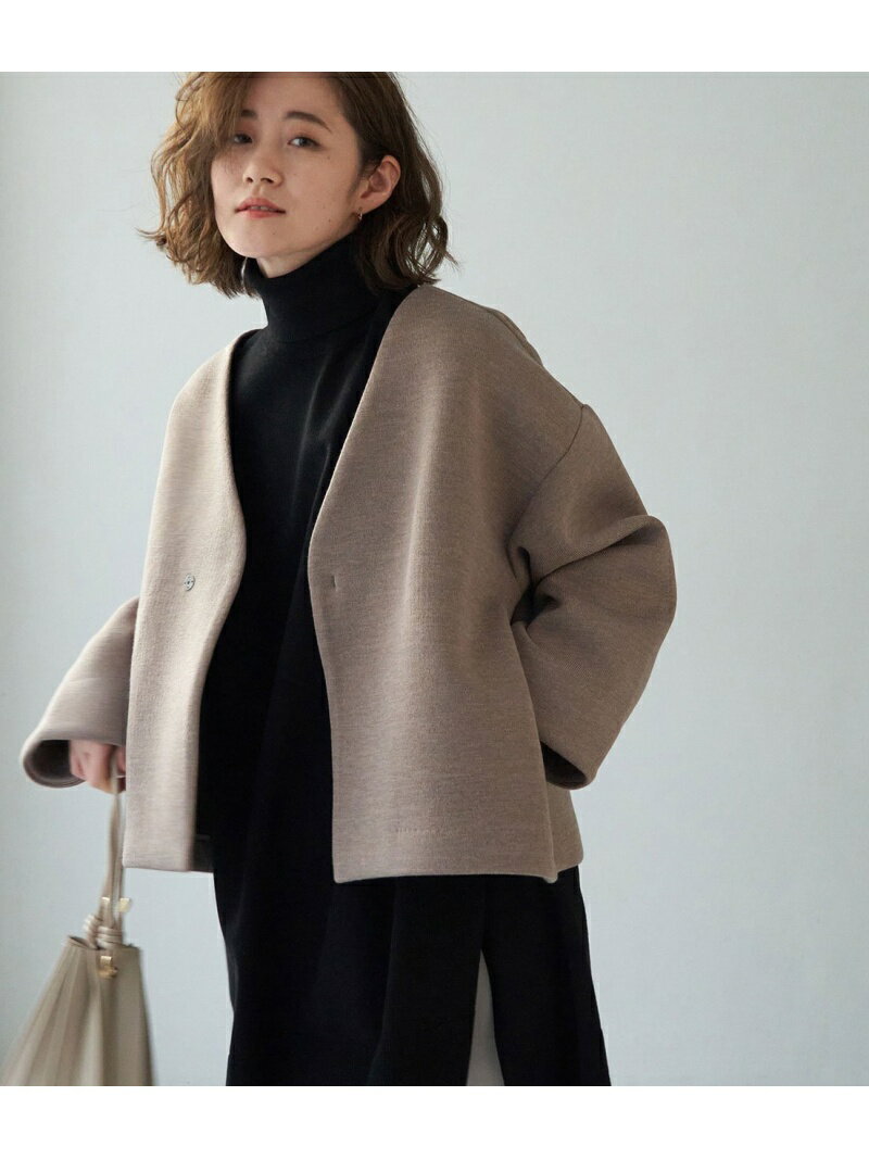 【SALE／24%OFF】リブボンディングカット ノーカラーブルゾン ROPE' PICNIC ロペピクニック ジャケット・アウター ブルゾン・ジャンパー ブラウン ベージュ【RBA_E】【送料無料】[Rakuten Fashion]のサムネイル