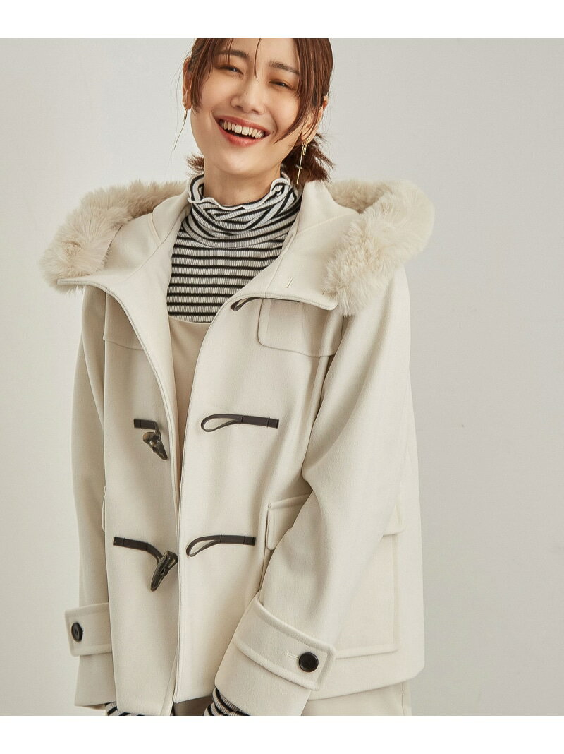 【ドラマ着用】リンクコーデ/ジャージメルトンファー付きダッフルコート ROPE' PICNIC ロペピクニック ジャケット・アウター ダッフルコート ホワイト ネイビー【送料無料】[Rakuten Fashion]のサムネイル