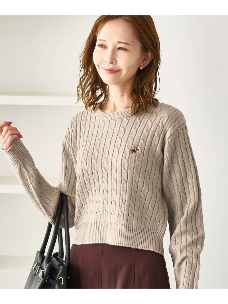 【BEVERLYHILLS POLO CLUB・WEB限定】ケーブル編みクロップドニットプルオーバー ROPE' PICNIC ロペピクニック トップス ニット グレー ベージュ ブルー【先行予約】*【送料無料】[Rakuten Fashion]
