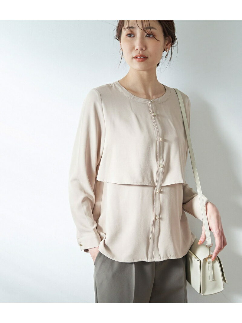 【SALE／37%OFF】ラッフル前あきブラウス ROPE' PICNIC ロペピクニック トップス シャツ・ブラウス ベージュ ホワイト ネイビー ブルー【RBA_E】[Rakuten Fashion]のサムネイル