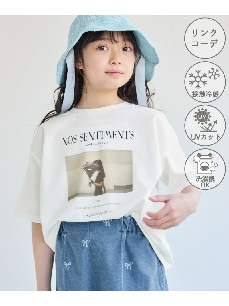 【SALE／20%OFF】【KIDS/キッズ】【UVカット・洗濯機OK・接触冷感】RENUフォトTシャツ/リンクコーデ ROPE' PICNIC KIDS ロペピクニック トップス カットソー・Tシャツ ホワイト【RBA_E】[Rakuten Fashion]のサムネイル