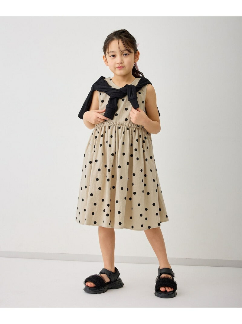 樂天商城 - 【KIDS/キッズ】綿ワッシャードット柄ワンピース ROPE' PICNIC KIDS ロペピクニック ワンピース・ドレス ワンピース ベージュ[Rakuten Fashion]
