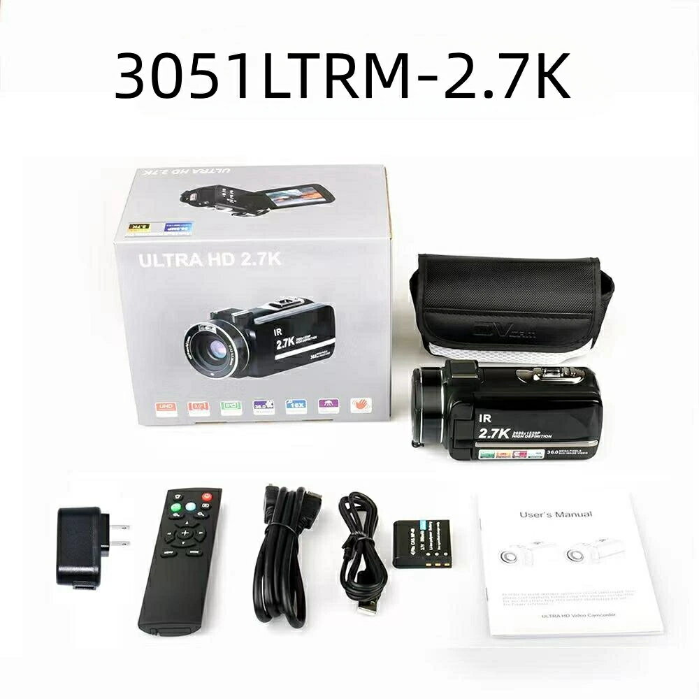 ビデオカメラ 2 .7K HDデジタル HDMI出力 16倍デジタルズーム wifi転送 黒 マクロ...