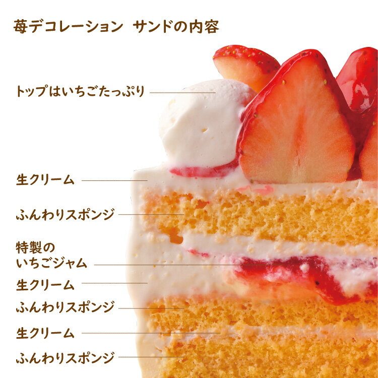 誕生日ケーキ バースデーケーキ 苺のデコレーション5号 4〜6人 ストロベリー いちご生クリーム　母の日　　大人用　子供用　いちご　ホールケーキ ホワイトデー 3