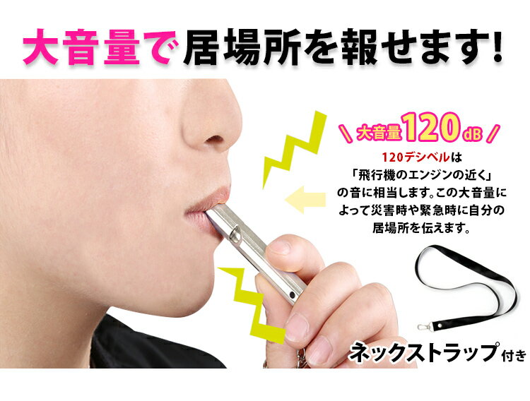 無料名入れ 刻印　アルミホイッスル ネックストラップ付 緊急用ホイッスル 防災グッズ 120db 名入れ 刻印 遭難 ホイッスル ホイッスル 遭難用品 笛 防犯グッズ 警報・防犯ブザー 登山 防犯 防災 キーリング 防水 キーホルダー 3