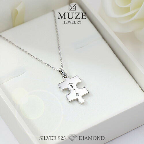 ダイヤモンド ネックレス MUZE JEWELRY パズル ネックレス シルバー プラチナ仕上げ ピース ペンダント トップ レディース ジュエリー made in japan roryxtyle