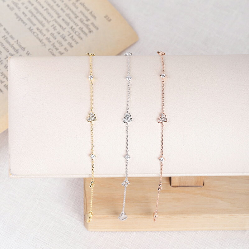 ＼ブラックフライデー15％OFFクーポン＆P5倍／ ブレスレット ラブリーハート ハートブレスレット 3カラ..