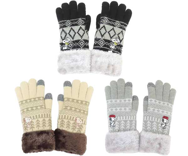 スヌーピー スマホ対応手袋 スヌーピー ピーナッツ びっくり みつめる かぶる PEANUTS タブレット対応..