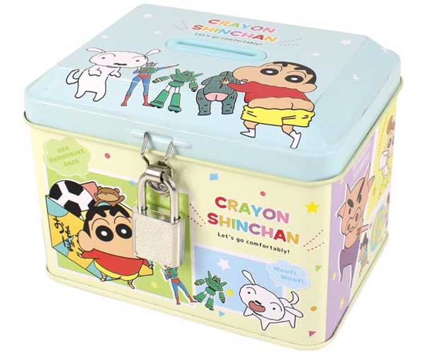 クレヨンしんちゃん 貯金箱 カギ付き缶バンク しんちゃん シロ アクション仮面 カンタムロボット シリマルダシ キャラクターグッズ 5542857 ティーズファクトリー