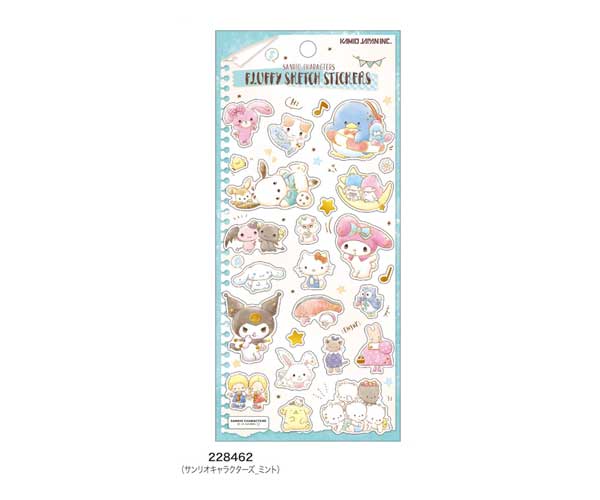 サンリオ フラッフィースケッチステッカーズ ミント シール サンリオキャラクターズ ハローキティ マイメロディ シナモロール クロミ Sanrio キャラクターグッズ カミオジャパン 228462のサムネイル