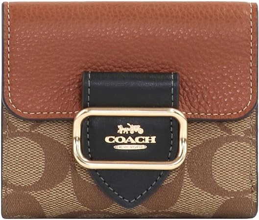 コーチ 二つ折り財布 ミニ財布 CF472-IME7V シグネチャー カーキ ブラウン レディース COACH