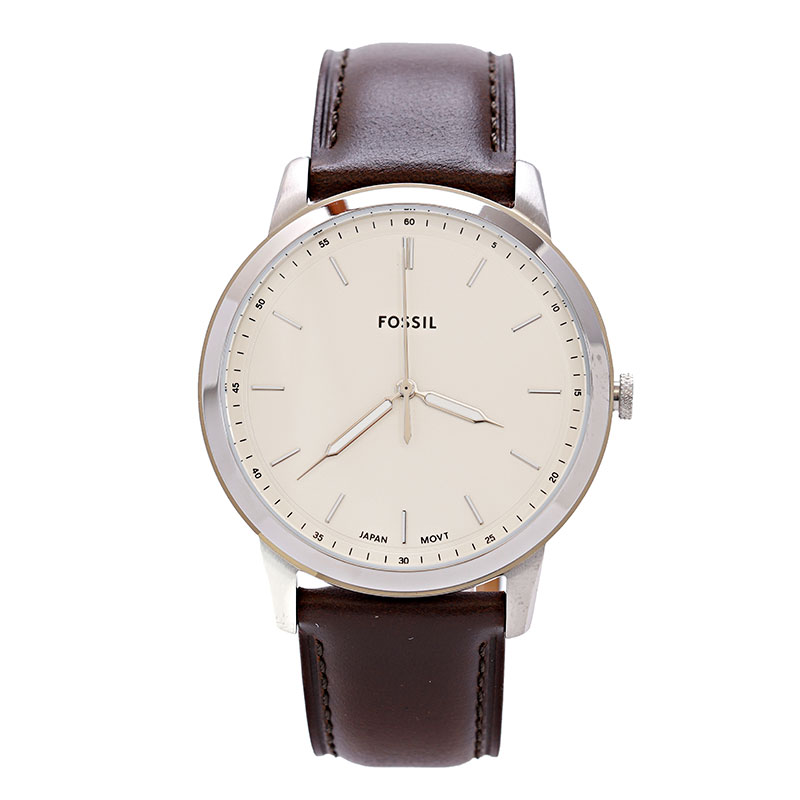 フォッシル 腕時計 MINIMALIST FS5439 ブラウン クリーム 44MM メンズ FOSSIL
