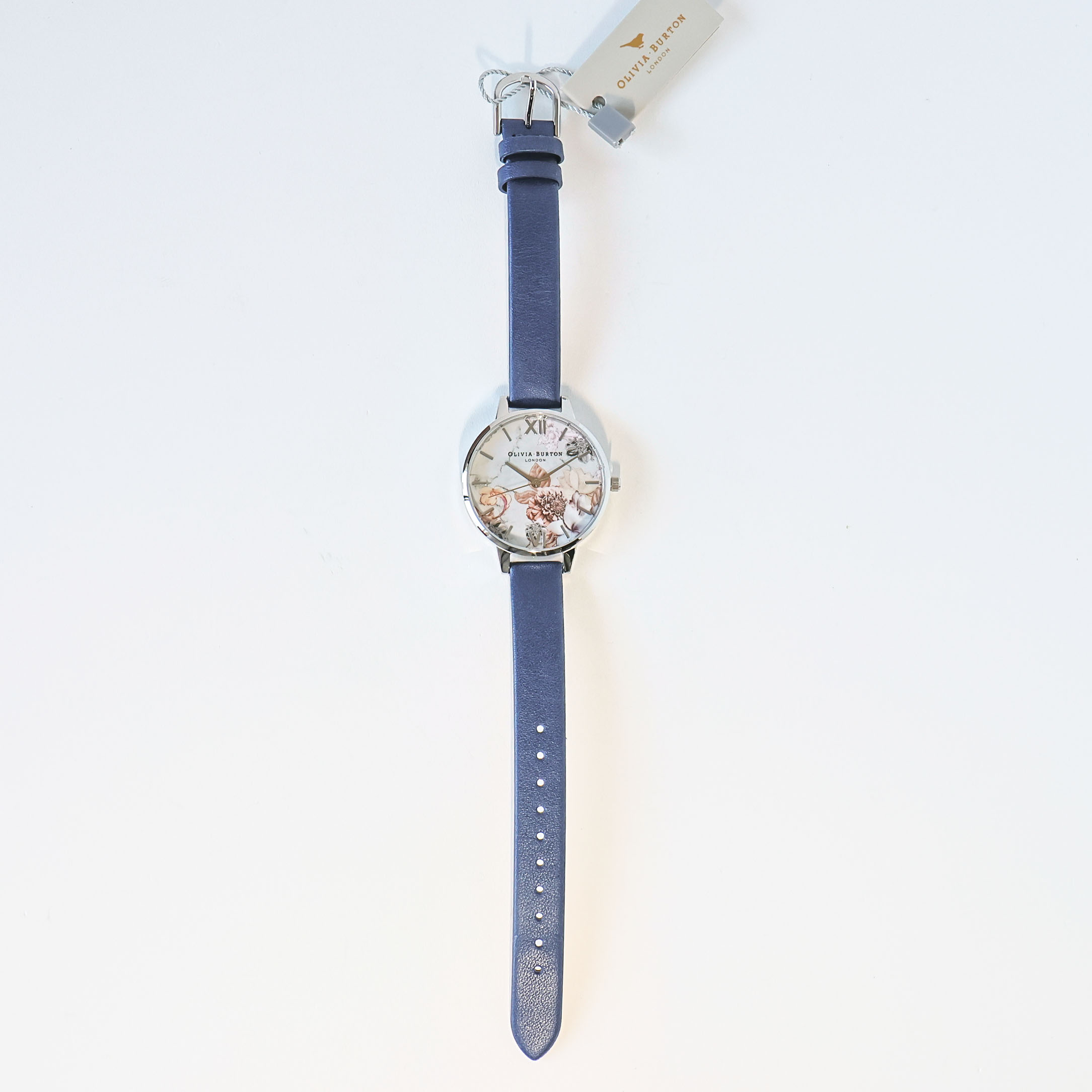クォーツ オリビアバートン 腕時計 レザーベルト マーブル フローラル ネイビー シルバー レディース Olivia Burton OB16CS33 並行輸入品 プレゼント ギフト 実用的 かわいい 可愛い オシャレ おしゃれ ブラ パーソナリ