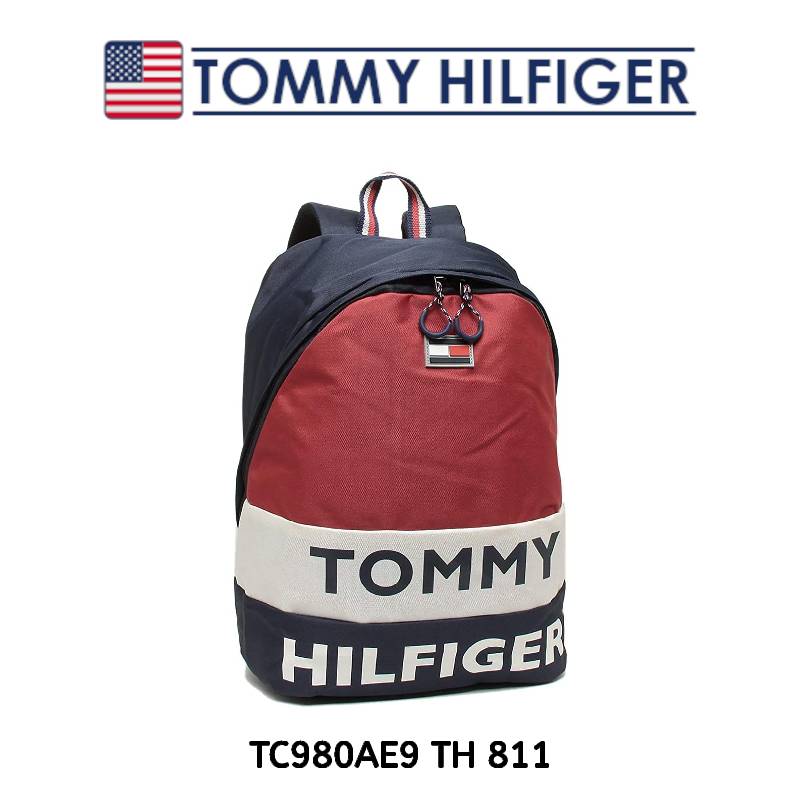 すぐに使える【2点で5％OFFクーポン】トミーヒルフィガー リュックサック レディース ブラック レッド TOMMY HILFIGER エース TC980AE9 TH 811 並行輸入品