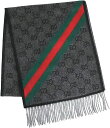 すぐに使える【2点で5％OFFクーポン】グッチ メンズ ストール マフラー レッド グリーン ブラック GUCCI 100 Wool GG Pattern Scarf Unisex Gray 570603 3G200 1466