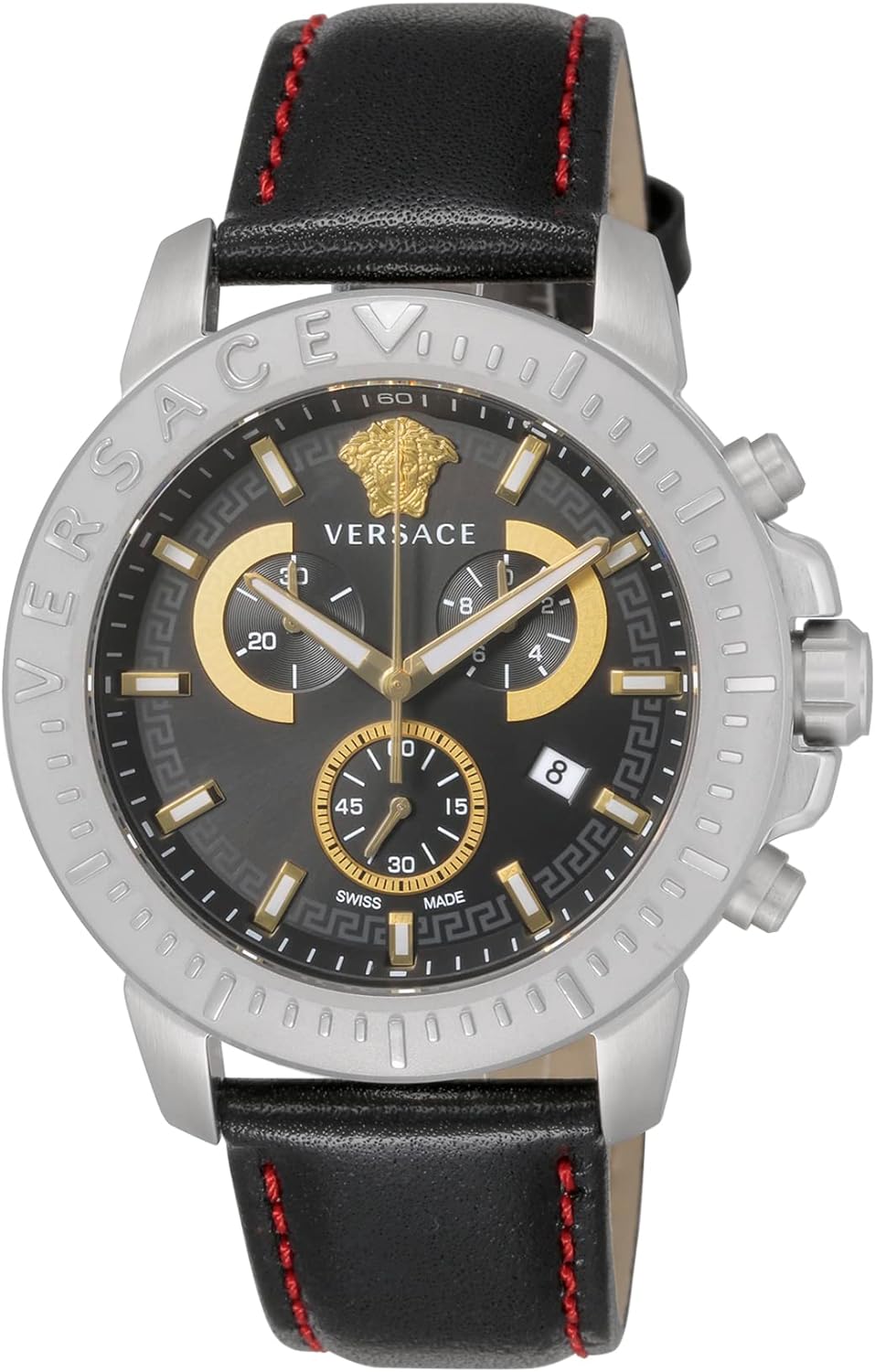 ヴェルサーチ 腕時計（メンズ） ヴェルサーチ 腕時計 メンズ New Chronograph ブラック レッドライン VE2E00121 Versace