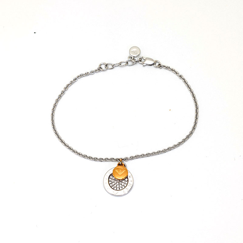 【 在庫一掃セール対象 】11% OFF(2024年前期当店平均価格比)エンポリオアルマーニ レディース ブレスレット ゴールド シルバーラインストーン イーグ...