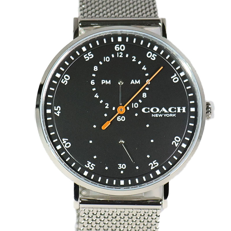 コーチ 腕時計（メンズ） すぐに使える【2点で5％OFFクーポン】コーチ 腕時計 メンズ レザー チャールズ ブラック シルバー 14602477 COACH CHARLES 時計 ウオッチ