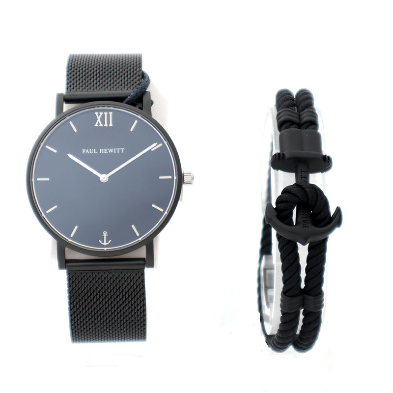 すぐに使える腕時計 ブレスレット セット商品 シンプル カジュアル PAUL HEWITT ポールヒューイット PH-PM-4-L メンズ セラーライン 39mm ブラックサンレイ & フェレプスナイロン 並行輸入品 海外モデル 新生活
