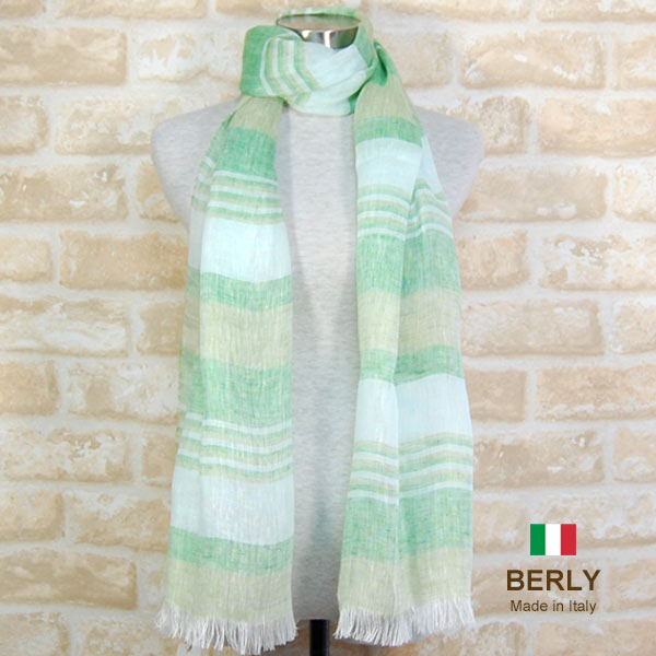 ストール春夏イタリア製レディース・メンズ・ユニセックスberly-l872-green グリーン・BERLYベリー【マフラー】【スカーフ】【stole】【women】【men】11000