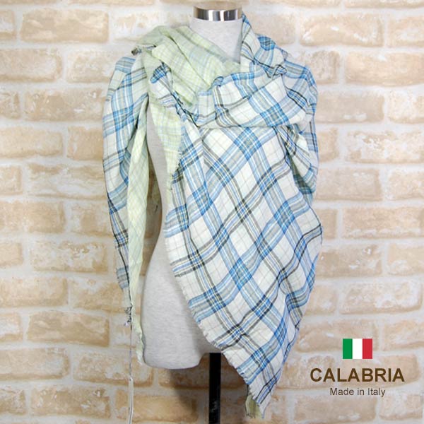ストール春夏イタリア製レディース・メンズ・ユニセックスcalabria-canthus-blue×green ブルー×グリーン・CALABRIAカラブリア【マフラー】【スカーフ】【stole】【women】【men】9900