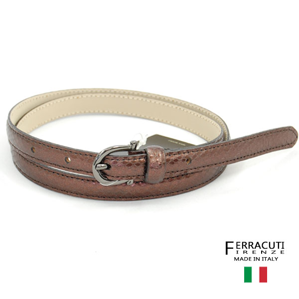 イタリア製レザーベルトレディーストカゲ革型押しレザーベルトferracuti-8782-bronzeブロンズferracutiフェラキューティー【ランキング】【ファッション】【バックル】【革小物】【belt】【ブランド】13200