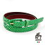 イタリア製レザーベルト/レディース型押しベルトno7-s24-greenグリーンNO7ナンバーセブン【ランキング】【ファッション】【バックル】【革小物】【belt】【ブランド】10000