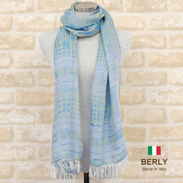 ストール春夏イタリア製レディース・メンズ・ユニセックスberly-1040e-blueブルー・BERLYベリー【マフラー】【スカーフ】【stole】【women】【men】11000