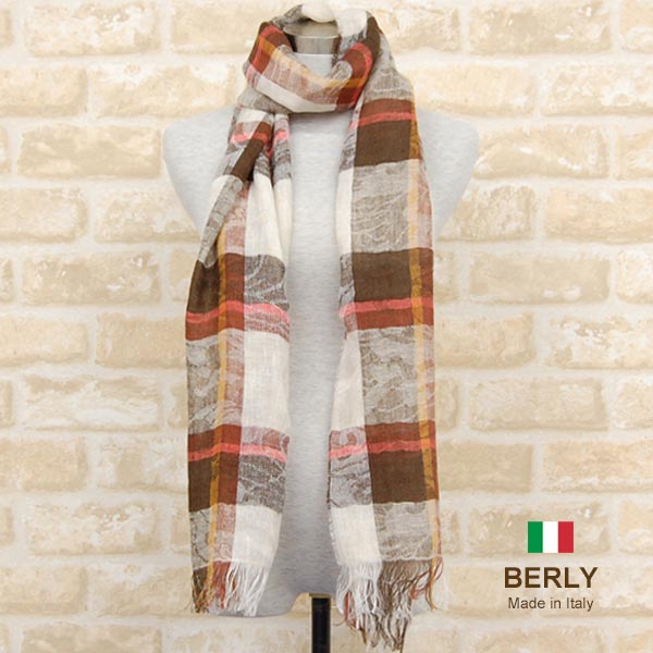乐天商城 - ストール春夏イタリア製レディース・メンズ・ユニセックスberly-1080e-brownブラウン・BERLYベリー【マフラー】【スカーフ】【stole】【women】【men】11000