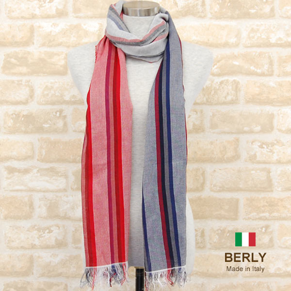 乐天商城 - ストール春夏イタリア製レディース・メンズ・ユニセックスberly-11019-rednavyレッドネイビーBERLYベリー【マフラー】【スカーフ】【stole】【women】【men】11000
