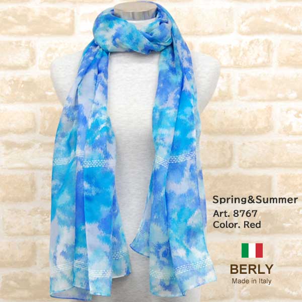 ストール春夏イタリア製レディース メンズ ユニセックス8767-blue BERLYベリー【マフラー】【スカーフ】【stole】【women】【men】12000