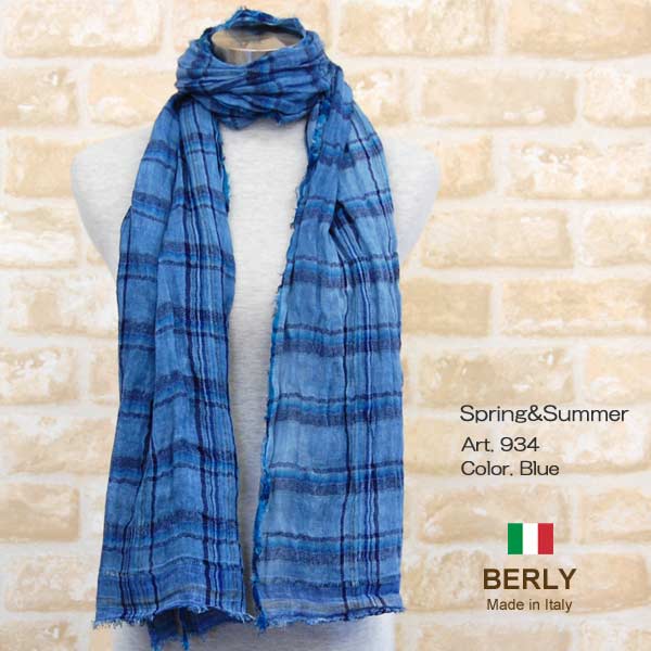 ストール春夏イタリア製レディース メンズ ユニセックス934-blue BERLYベリー【 マフラー 】【 スカーフ 】【 stole 】【 women 】【 men 】9800