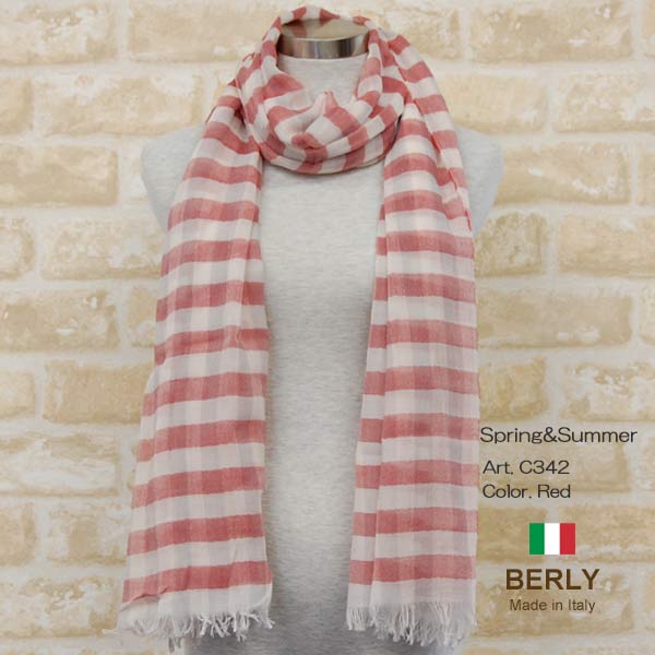 乐天商城 - ストール春夏イタリア製レディース・メンズ・ユニセックスberly-c342-red・BERLYベリー【マフラー】【スカーフ】【stole】【women】【men】11000