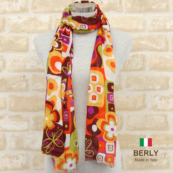 ストール春夏イタリア製レディース・メンズ・ユニセックスberly-co302-orange・BERLYベリー【マフラー】【スカーフ】【stole】【women】【men】11000