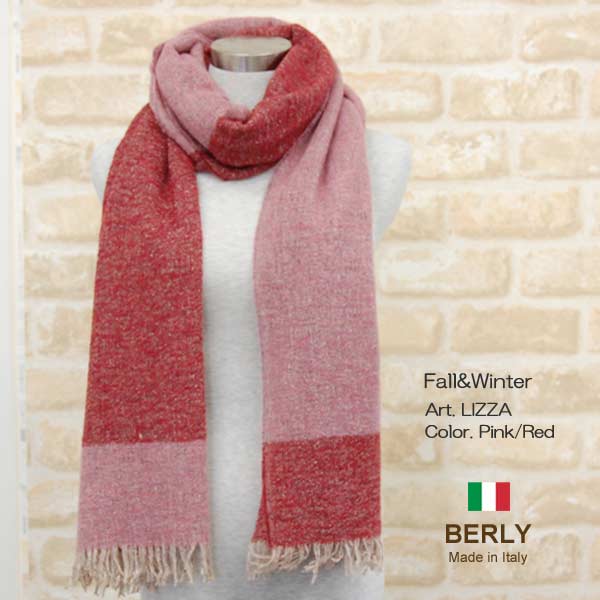 ストール秋冬イタリア製レディース・メンズ・ユニセックスlizza-pink/red・BERLYベリー【マフラー】【スカーフ】【stole】【women】【men】10000