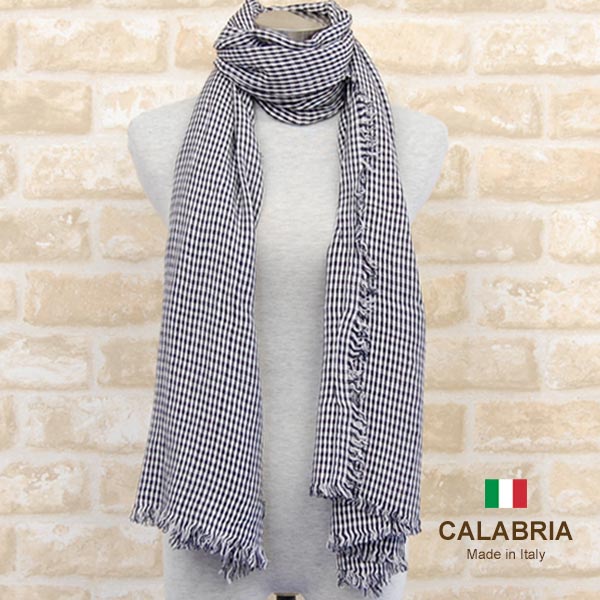 乐天商城 - 大判 ストール 秋冬イタリア製レディース・メンズ・ユニセックスcalabria-telemaco-navy ネイビー ホワイト CALABRIA カラブリア【マフラー】【スカーフ】【stole】【women】【men】12000