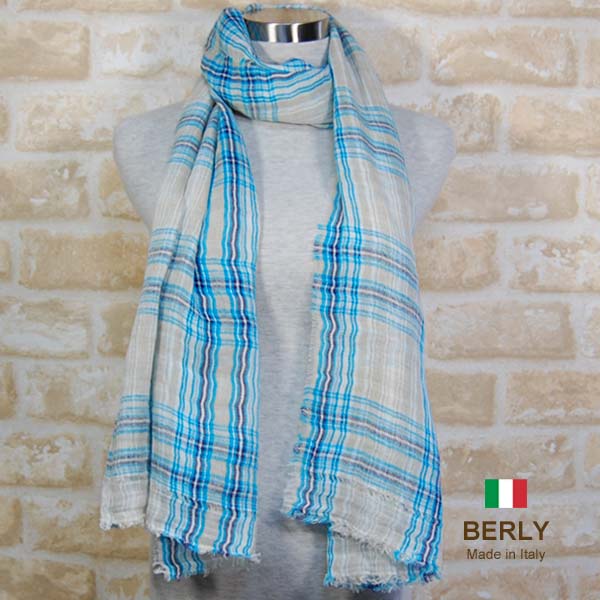 乐天商城 - ストール春夏イタリア製レディース・メンズ・ユニセックスberly-928-blue ブルー・BERLYベリー【マフラー】【スカーフ】【stole】【women】【men】11000