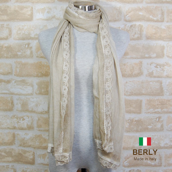 乐天商城 - ストール春夏 大判イタリア製レディース・メンズ・ユニセックスberly-be067-sandbeige サンドベージュ・BERLYベリー【マフラー】【スカーフ】【stole】【women】【men】13200