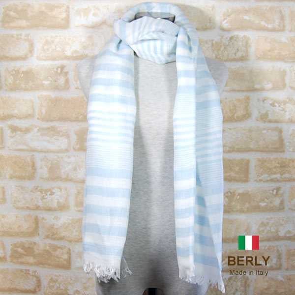 樂天商城 - ストール 春夏秋 スリーシーズンイタリア製レディース・メンズ・ユニセックスberly-berly-lc374-sky スカイブルー・BERLYベリー【マフラー】【スカーフ】【stole】【women】【men】12000