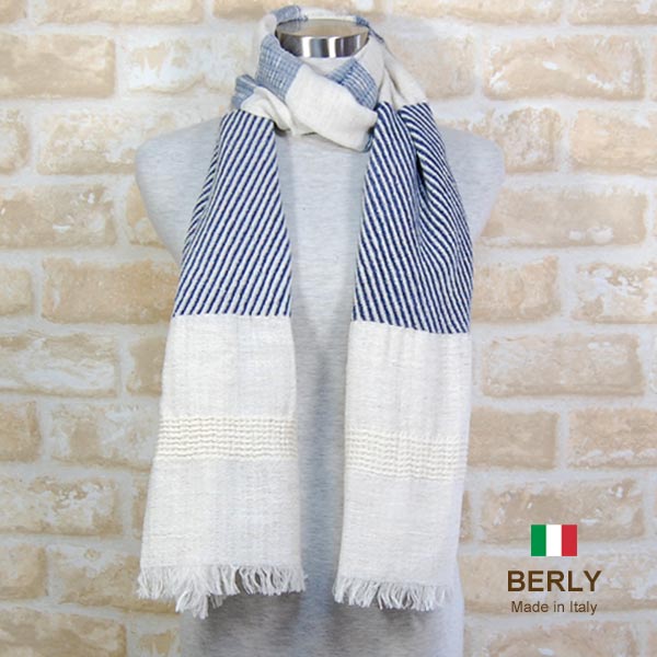 ストール春夏イタリア製レディース・メンズ・ユニセックスberly-radio-navy ネイビー・BERLYベリー【マ..