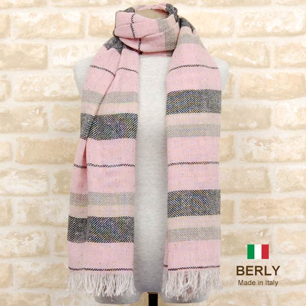 大判ストール 秋冬イタリア製レディース メンズ ユニセックスberly-1406-pink ピンクBERLY ベリー【マ..