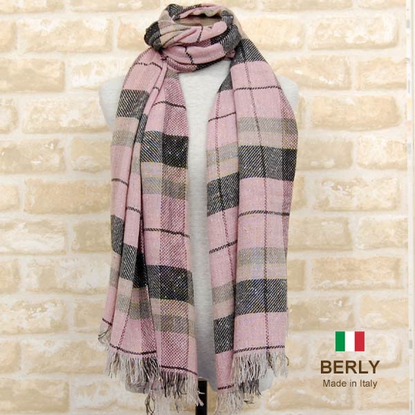 大判ストール 秋冬イタリア製レディース メンズ ユニセックスberly-1407-pink ピンクBERLY ベリー【マフラー】【スカーフ】【stole】【women】【men】14000