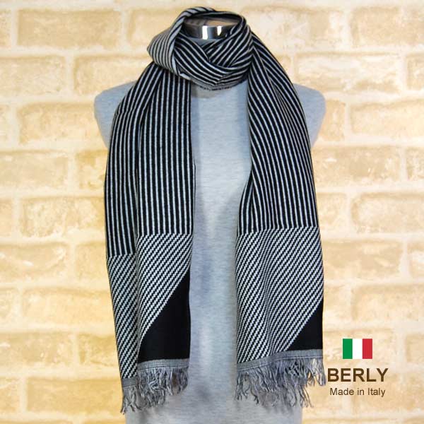 乐天商城 - ストール秋冬イタリア製レディース・メンズ・ユニセックス3405-black ブラック・BERLYベリー【マフラー】【ストール】【stole】【women】【men】11000