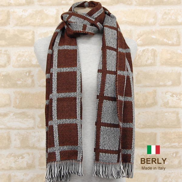 乐天商城 - ストール秋冬イタリア製レディース・メンズ・ユニセックスberly-3753-brownブラウン・BERLYベリー【マフラー】【スカーフ】【stole】【women】【men】11000