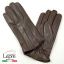 レザーグローブ メンズ革手袋 イタリア製カシミヤライナー8.5サイズ （Mサイズ）LEPRE UOMO レプレ 429c-darkbrown ダークブラウン【プレゼント】【ギフトラッピング】【ナポリ】18000